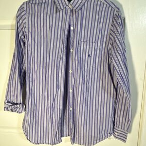 Ralph Lauren Striped Button-Down Shirt in Purple‎ and White